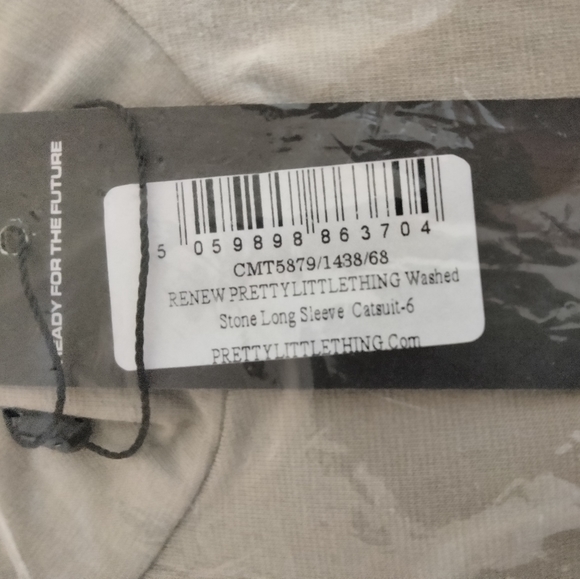 RENEW PRETTYLITTLETHING Washed Stone Long Sleeve Catsuit Size 2 - Picture 5 of 5